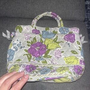 Retired Vera Bradley Tote Bag Floral Watercolor Purple Gray Quilted Purse